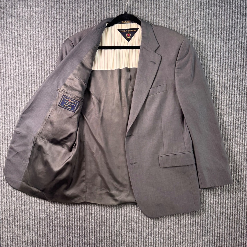 VTG Tommy Hilfiger Wool Blazer Mens 42R Gray Tailored Jacket Americana USAβ
